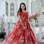 Digital Printed Faux Georgette Embroidery Zari Sequins Work Designer Gown