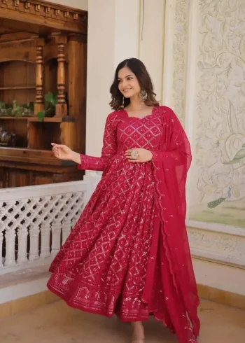 Faux Blooming Sequins Embroidered Trending Flaired Gown