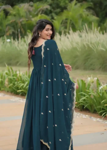 Faux Blooming Sequins & Zari Embroidered Readymade Designer Gown