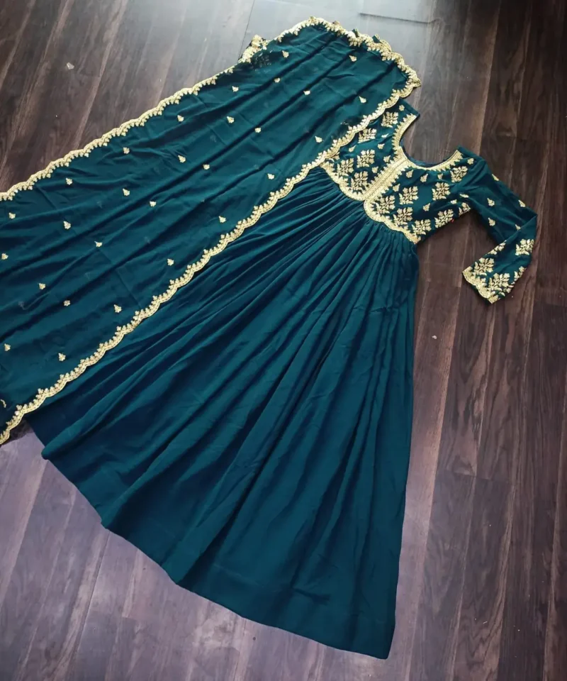 Faux Blooming Sequins & Zari Embroidered Readymade Designer Gown