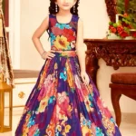 Faux Georgette Hand Work & Floral Printed Kids Lehenga