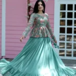 Flower Digital Printed Frill Design Party Wear Lehenga