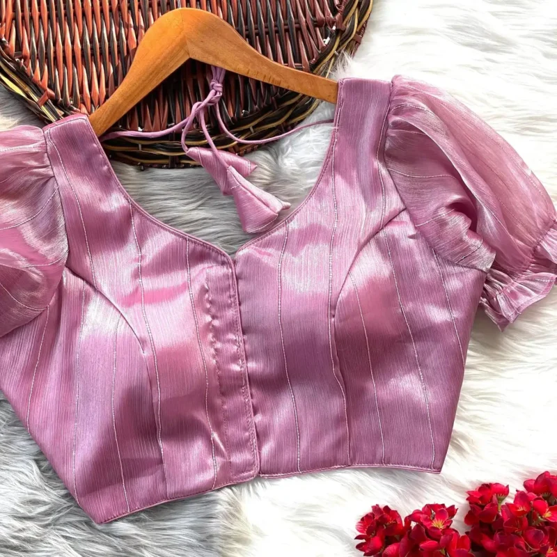 Frill Sleeve Pattern Jimmy Choo Shining Material Designer Blouse