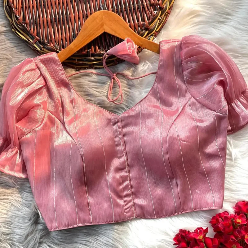 Frill Sleeve Pattern Jimmy Choo Shining Material Designer Blouse