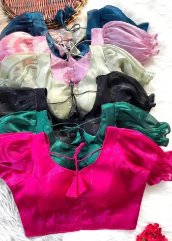 Frill Sleeve Pattern Jimmy Choo Shining Material Designer Blouse