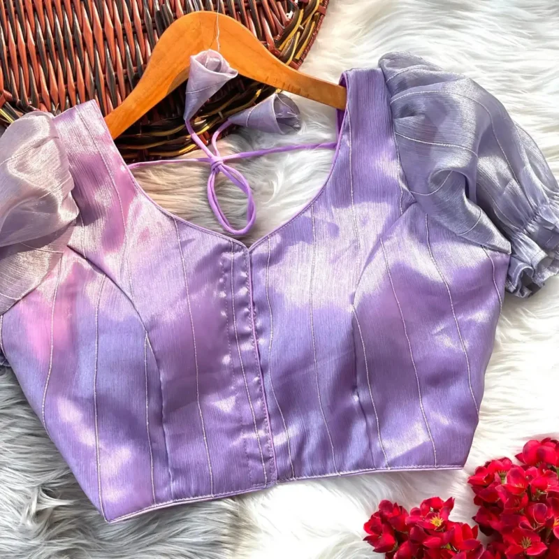Frill Sleeve Pattern Jimmy Choo Shining Material Designer Blouse