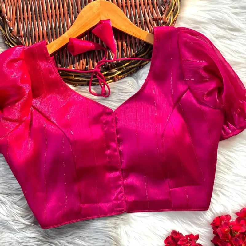 Frill Sleeve Pattern Jimmy Choo Shining Material Designer Blouse