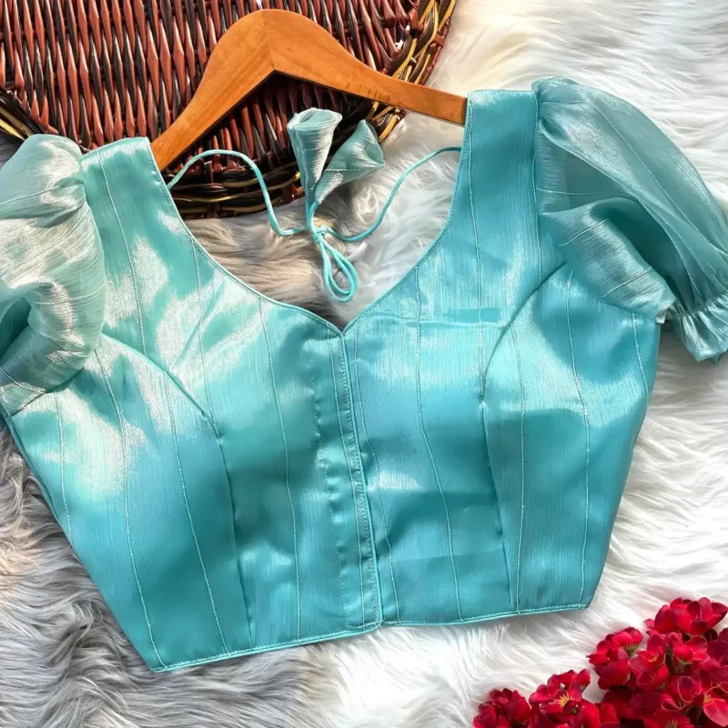 Frill Sleeve Pattern Jimmy Choo Shining Material Designer Blouse