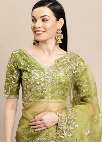 Green Color Heavy Embroidered Wedding & Party Wear Saree