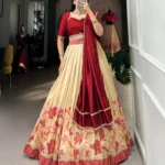 Green Silk Floral Printed Indian Chaniya Choli