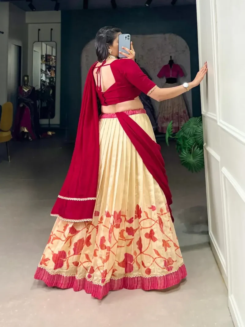 Green Silk Floral Printed Indian Chaniya Choli