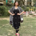 Hand Work Fox Georgette Black Kurti Set