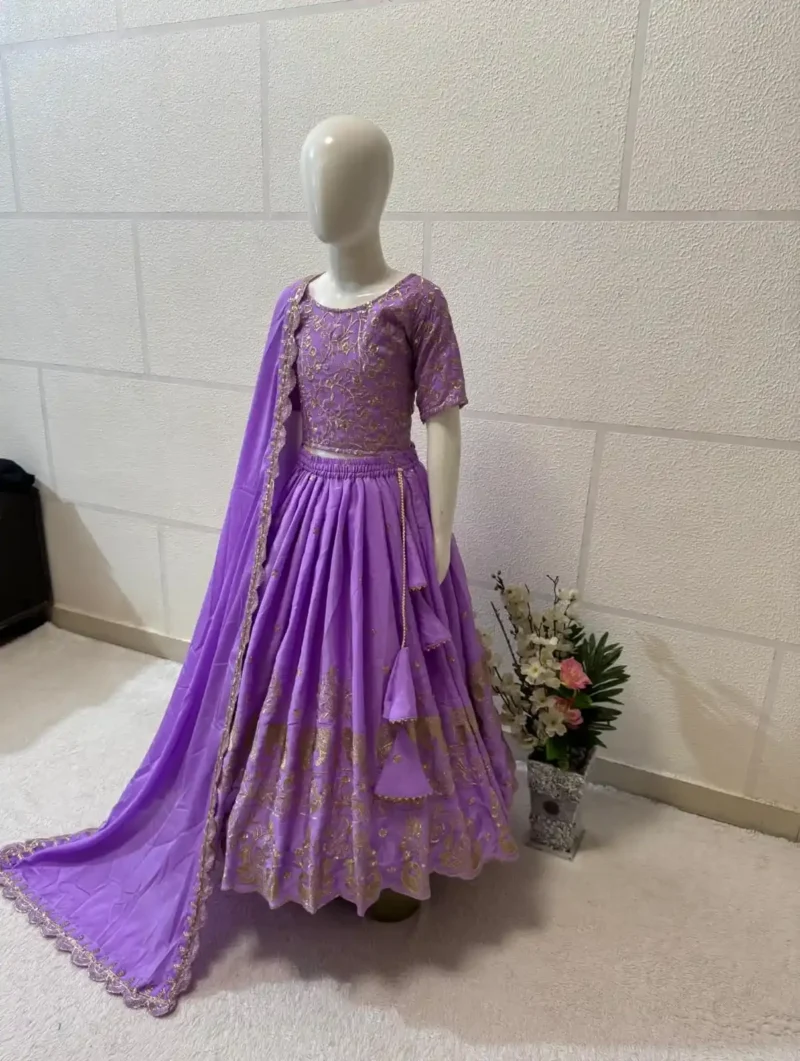 Heavy Chinon Silk Sequence Embroidered Party wear Kids Lehenga Choli