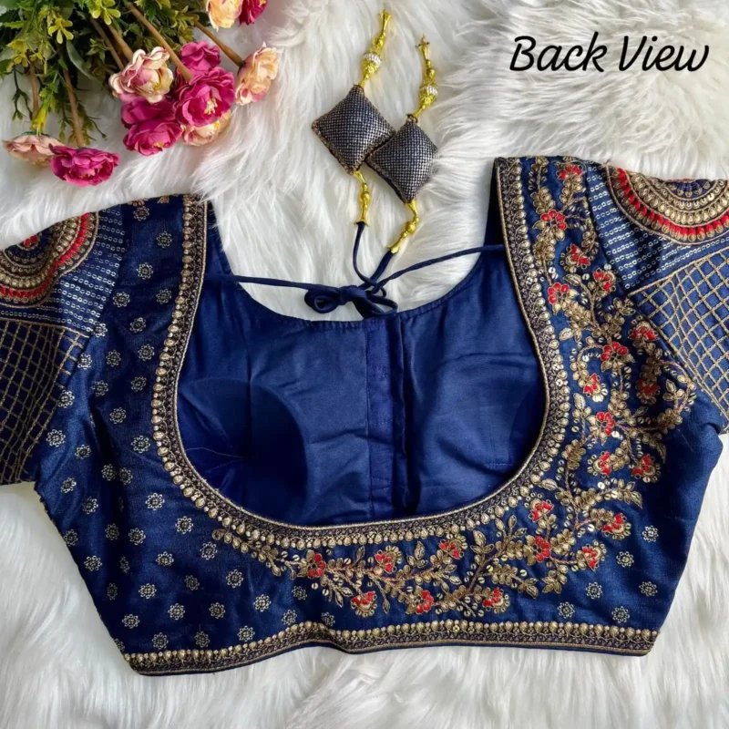 Heavy Copper Codding Thread Work Bridal Blouse