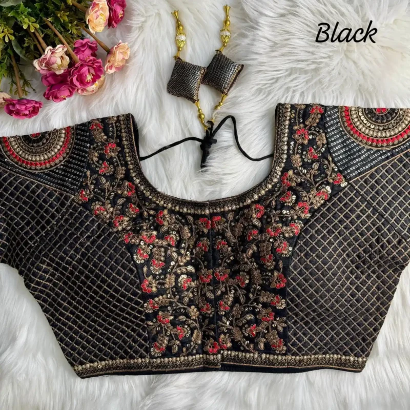 Heavy Copper Codding Thread Work Bridal Blouse