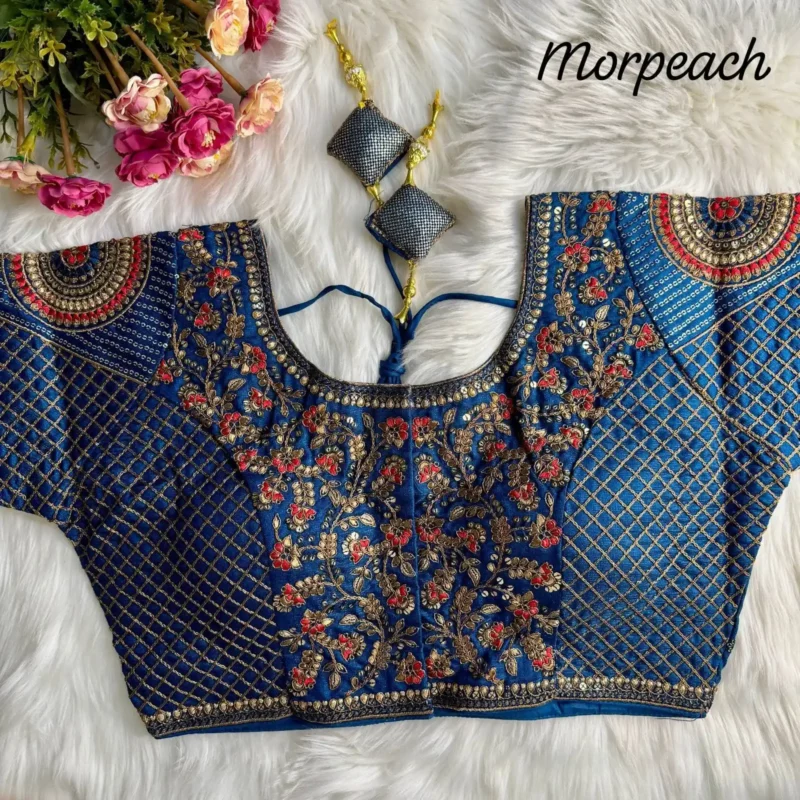 Heavy Copper Codding Thread Work Bridal Blouse