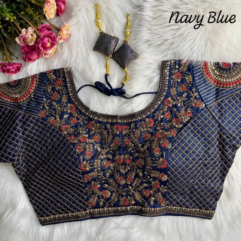 Heavy Copper Codding Thread Work Bridal Blouse