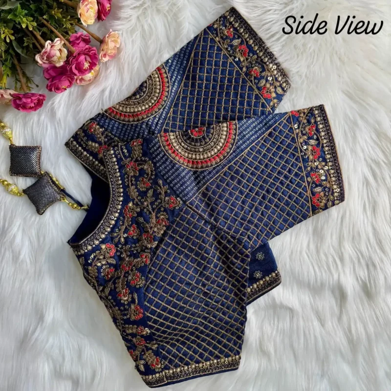 Heavy Copper Codding Thread Work Bridal Blouse