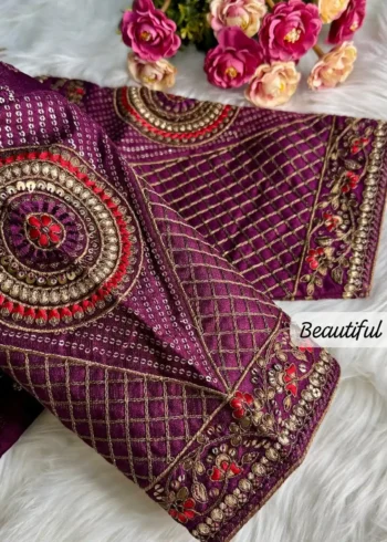 Heavy Copper Codding Thread Work Bridal Blouse