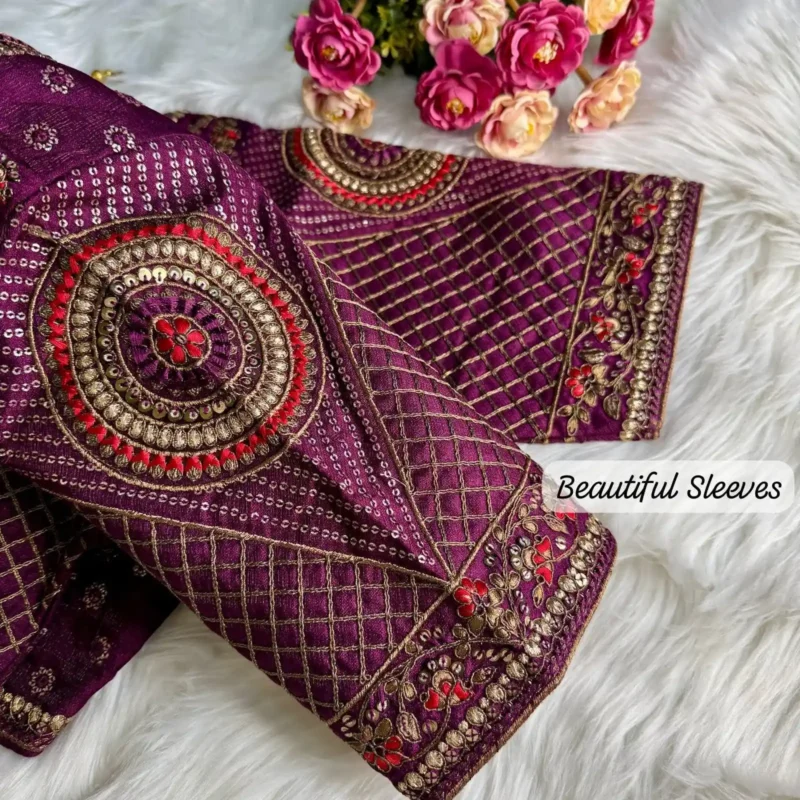 Heavy Copper Codding Thread Work Bridal Blouse
