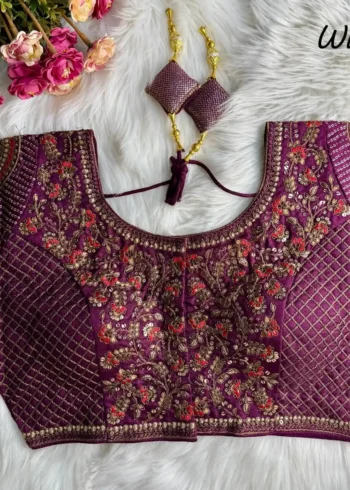 Heavy Copper Codding Thread Work Bridal Blouse