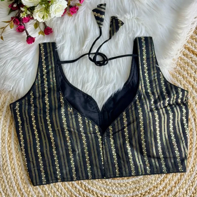 Heavy Dola Silk Crochet Jaquard Work Partywear Blouse