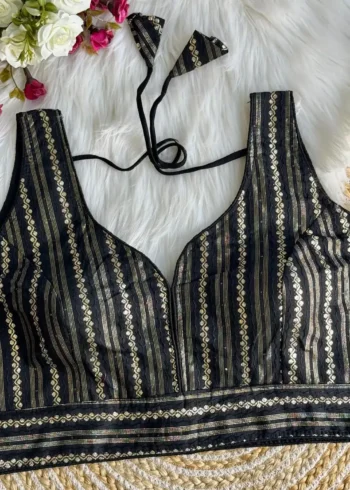 Heavy Dola Silk Crochet Jaquard Work Partywear Blouse