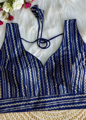 Heavy Dola Silk Crochet Jaquard Work Partywear Blouse