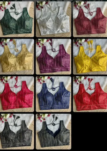 Heavy Dola Silk Crochet Jaquard Work Partywear Blouse