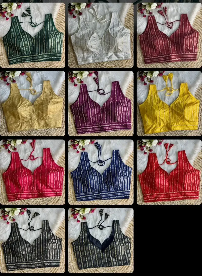 Heavy Dola Silk Crochet Jaquard Work Partywear Blouse