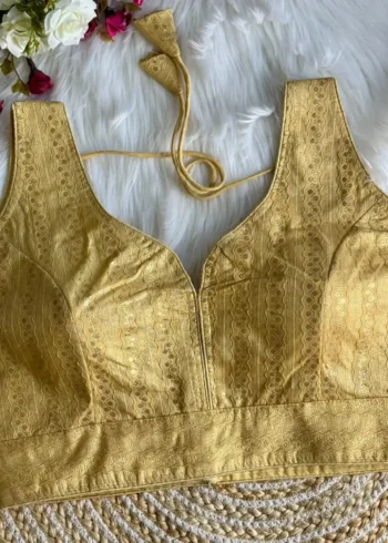 Heavy Dola Silk Crochet Jaquard Work Partywear Blouse