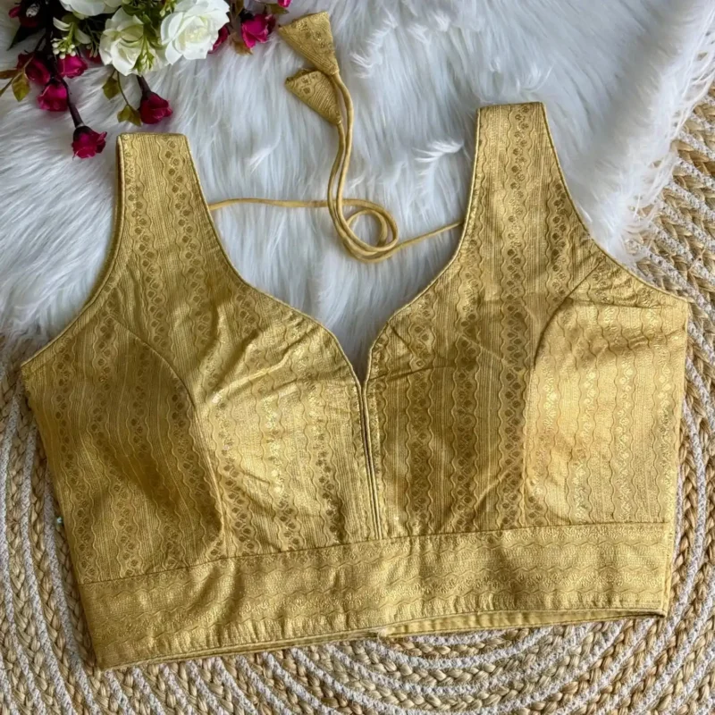 Heavy Dola Silk Crochet Jaquard Work Partywear Blouse