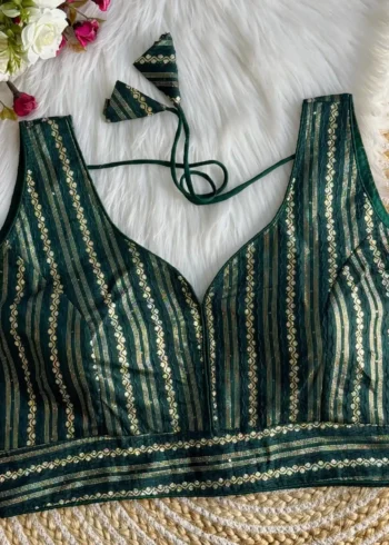 Heavy Dola Silk Crochet Jaquard Work Partywear Blouse