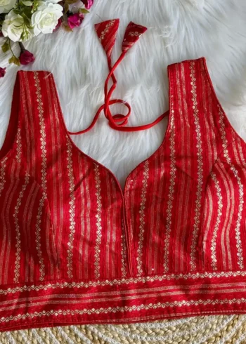 Heavy Dola Silk Crochet Jaquard Work Partywear Blouse