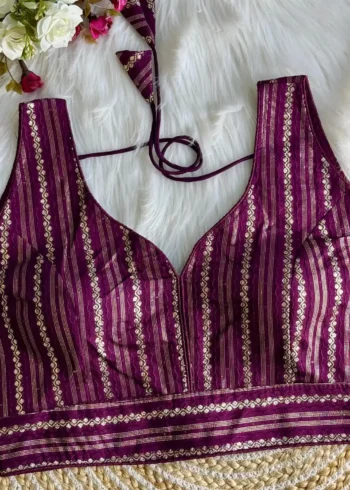 Heavy Dola Silk Crochet Jaquard Work Partywear Blouse