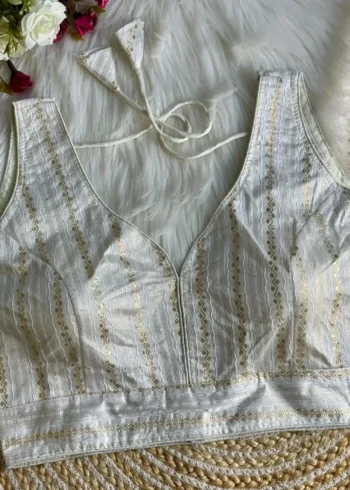 Heavy Dola Silk Crochet Jaquard Work Partywear Blouse