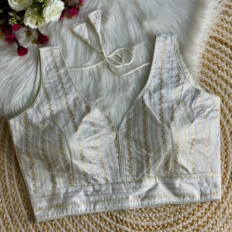Heavy Dola Silk Crochet Jaquard Work Partywear Blouse