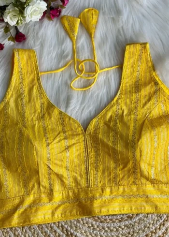 Heavy Dola Silk Crochet Jaquard Work Partywear Blouse