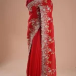 Heavy Embroidered Rangoli Silk Wedding Saree with Piping Border