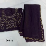Heavy Khatliwork Border Fendi Chiffon Silk Designer Saree
