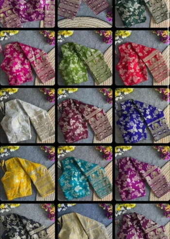 Heavy Pure Dola Silk Full Sleeves Elephant Design Blouse