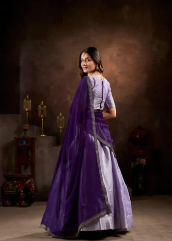 Jacquard Silk Weaving Work Half Saree South Indian Lehenga