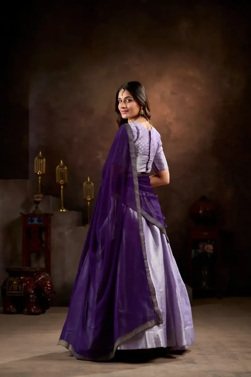 Jacquard Silk Weaving Work Half Saree South Indian Lehenga
