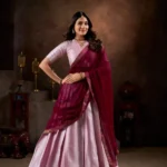 Jacquard Silk Weaving Work Half Saree South Indian Lehenga