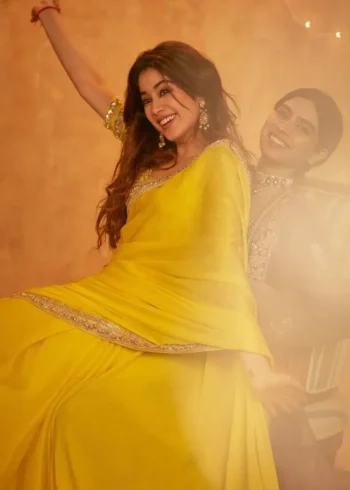 Jhanvi Kapoor Inspired Saree in Yellow Color