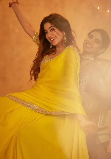 Jhanvi Kapoor Inspired Saree in Yellow Color