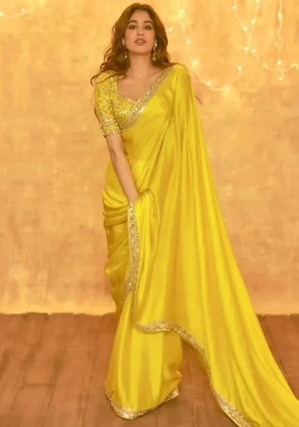 Jhanvi Kapoor Inspired Saree in Yellow Color