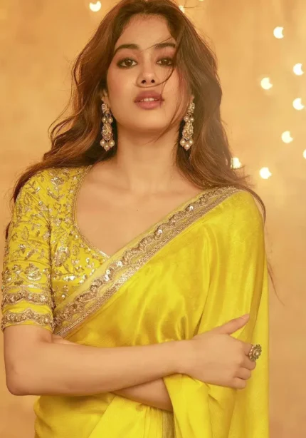 Jhanvi Kapoor Inspired Saree in Yellow Color