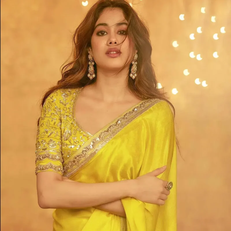 Jhanvi Kapoor Inspired Saree in Yellow Color
