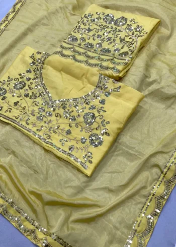 Jhanvi Kapoor Inspired Saree in Yellow Color